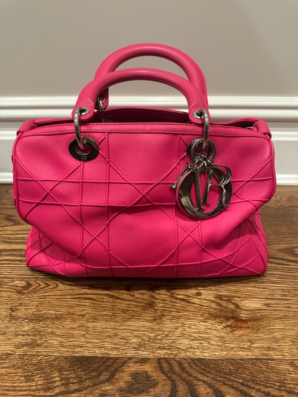 Christian Dior Granville Pink Boston Lambskin Leather Bag